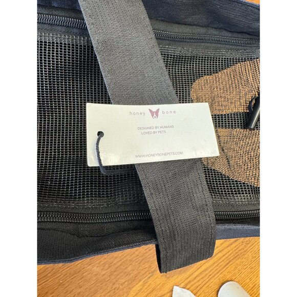 Pet Carrier Tote Navy Mesh Ends & Top Zipper Openings Cats Small Dogs - Picture 7 of 13